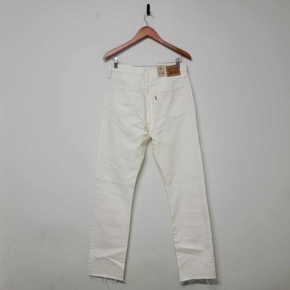 Levis 501 Original Non Stretch High Rise Button Fly Jeans in Destructed White 30 - Picture 2 of 5